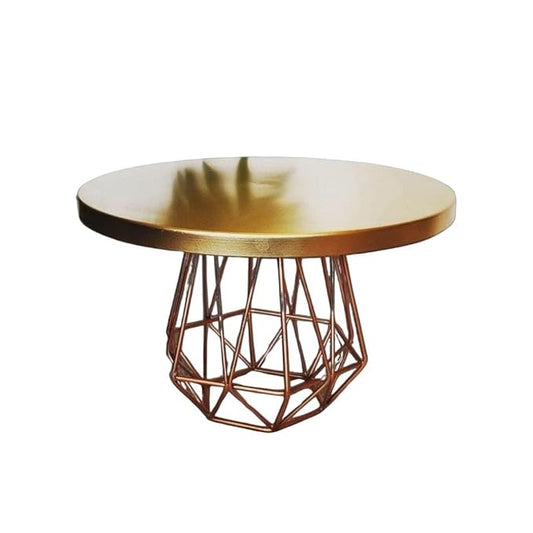 Cake Stand Cupcake Display Stand Multipurpose Round Dessert Stand for Birthday and Wedding Party (Plain Golden Metal Top)